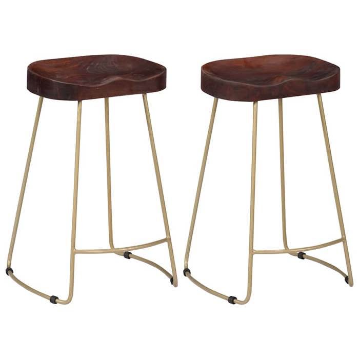 RemiseChaises de Bar Marron Noyer et Laiton 45x40x62 cm 2 pcs en bois avec style industriel pour Cuisine khb69jbdr17m
