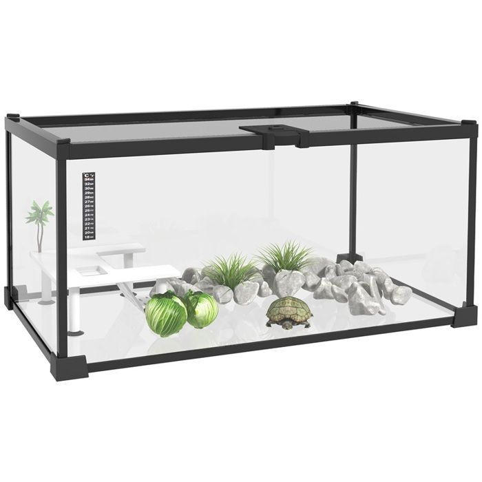 Boîte à reptiles boîte délevage de reptiles habitat de terrarium transparent couvercle coulissant treillis métallique