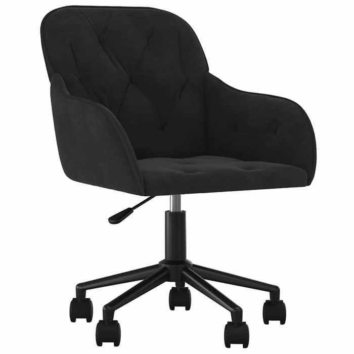 NEW Chaise de bureau à roulette 360° Noir Velours - Hauteur & dossier Ajustable{56x61x(78-86) cm} 180597