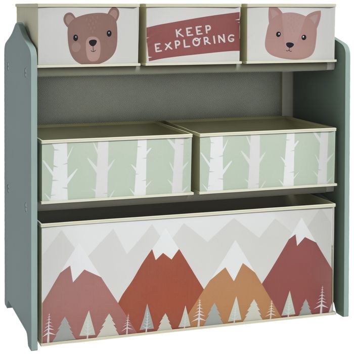 Meuble de rangement enfant - Organiseur à bacs en tissu - 6 bacs - 63 x 30 x 66 cm - Pour chambre et espace enfant - ZENLINKJH