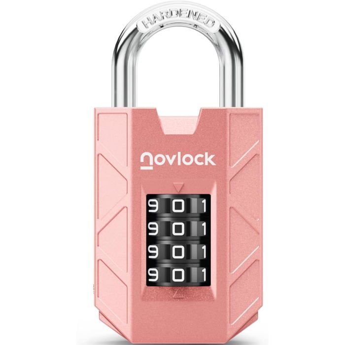 Cadenas à code à 4 chiffres-robuste et sécurisé-anse en acier trempé de 7mm-pour casiers armoires boîtes à outils-lot de 1 rose