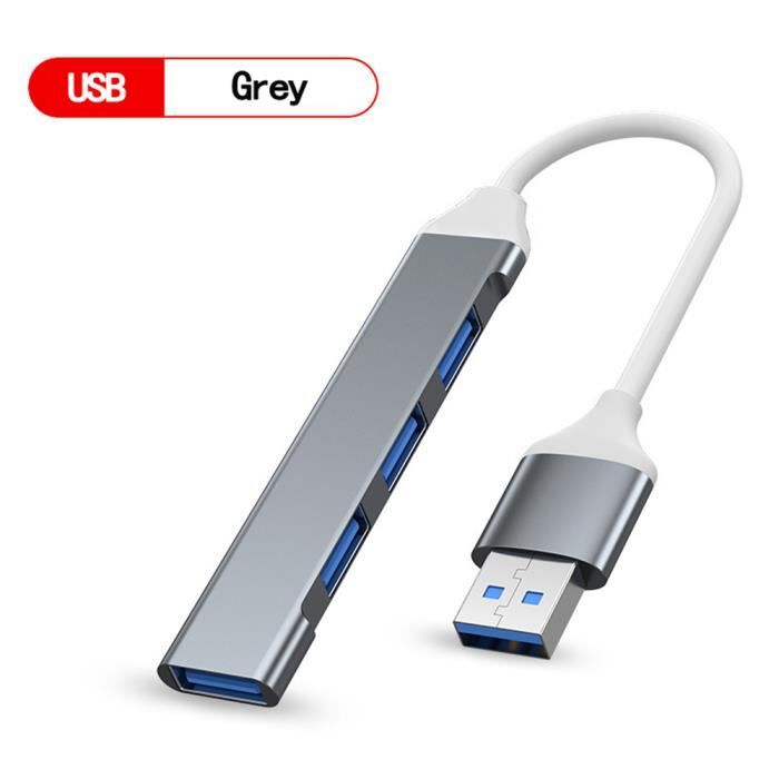 USB Gris - Adaptateur de répartiteur USB Multi Type C 4 ports HUB