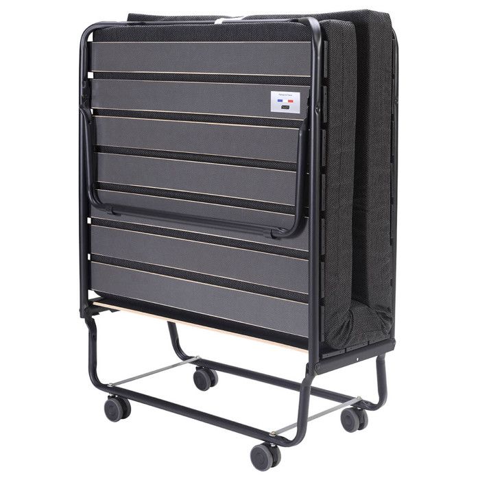 Grand Confort - Lit Pliant à Roulettes 90x190cm avec Matelas Grand Confort - Lit Pliant à Roulettes 90x190cm avec Matelas