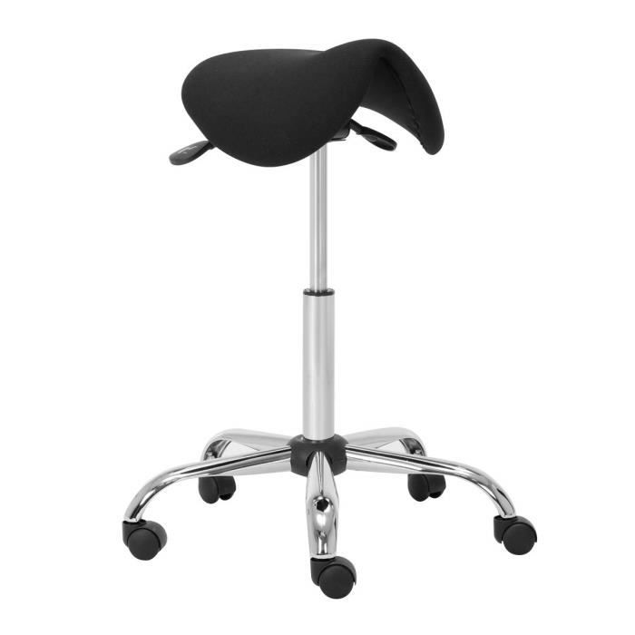 tabouret ergonomique - amoiu - hauteur réglable - noir - fauteuil de bureau