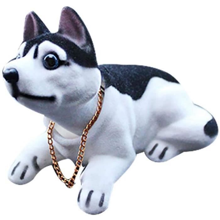 Figurine Qui Bouge la Tête Jouet Forme de Chien pour Décoration de Voiture HUSKY SIBÉRIEN