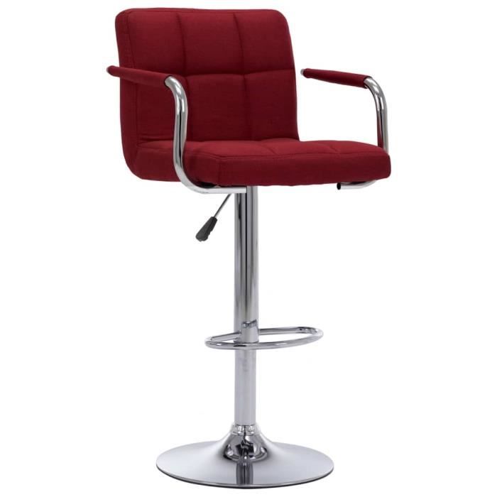 Chaises de bar - ASHATA - BK283427 - Lot de 2 - Tissu bordeaux - Réglable en hauteur