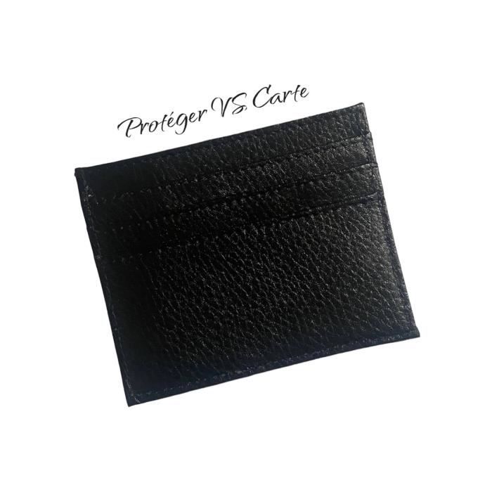 porte carte cuir - étui - tout type carte - card holder black leather - portefeuille cuir - papiers d'identité