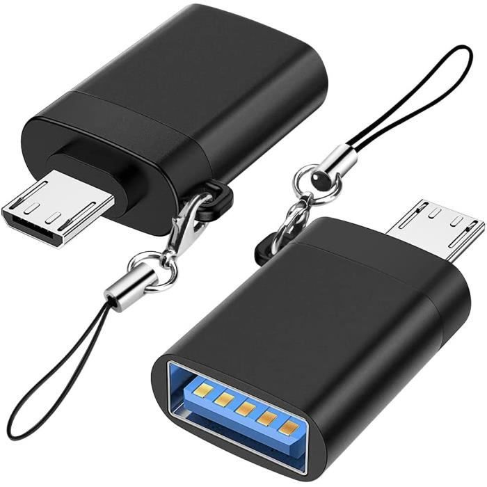 Adaptateur Micro USB vers USB 3.0 (Pack de 2) avec Lanière, Micro