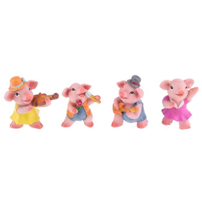 4x Drole De Cochon Mignon Jardin Statue Resine Resine Ornements Deco Famille De Porc Rose Cdiscount Maison