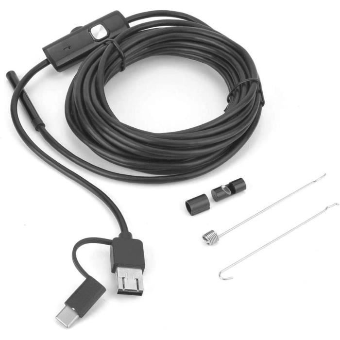 Endoscope USB 5,5 Mm - Caméra D'inspection étanche IP67 - Câble 5 M - 6 LED - Compatible Android Et PC - 11