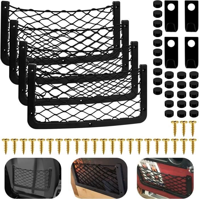 Lot De 2 Filets Rangement Voiture 26x12cm - Organisateur Coffre Auto, Caravane, Camping-Car - Filet Élastique Noir