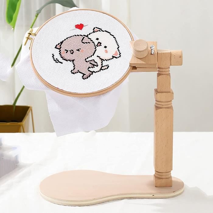 OLYCRAFT Lot 6 Supports Bois Rectangulaires Pour Cerceau Broderie – Affichage Jusqu'à 20 Cm, Motif Floral