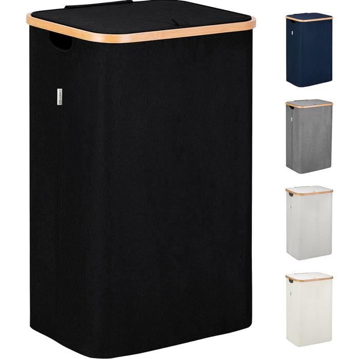 KESSER® Panier à linge avec couvercle pliable, boîte à linge, coffre à linge, panier à linge, tonne à linge | Collecteur de linge avec sacs à linge amovibles | avec instructions de