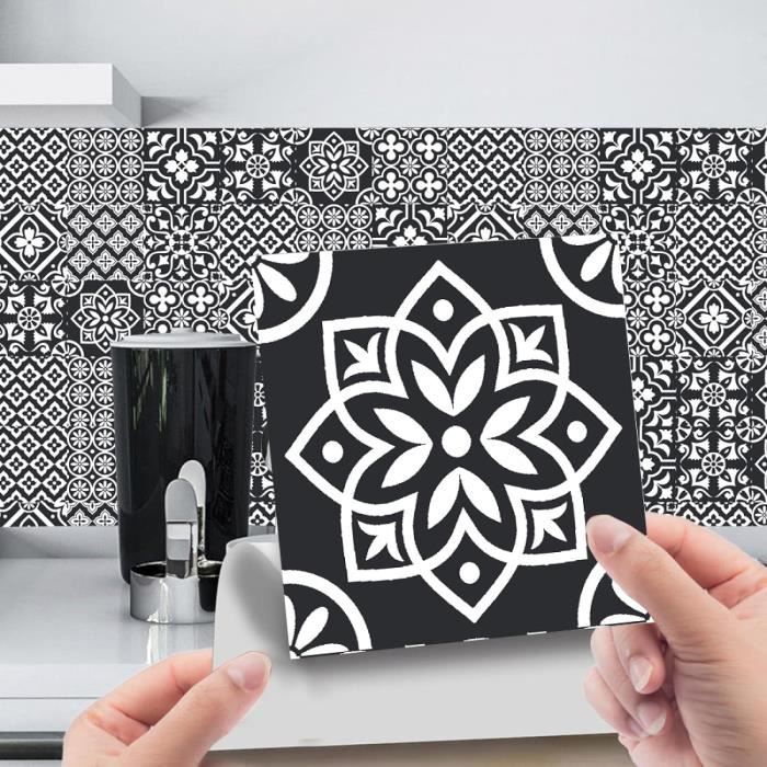 Carrelage Adhésif Fleur Grise 15x15 Cm - 24 Stickers PVC Pour Crédence Cuisine & Salle De Bain