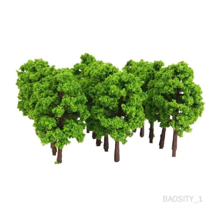Lot De 20 Arbres Miniatures B70-D008 – Échelle 1:150, 8 Cm, Vert Clair – Pour Micro Parc, Jeux De Guerre Et Décoration