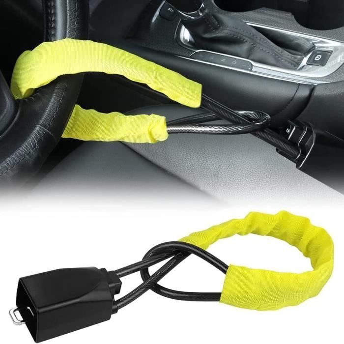 Antivol Volant Ftemglo Avec Ceinture De Sécurité | 3 Clés Incluses | Câble Acier Renforcé 10mm | Protection Voiture Et Camping-car