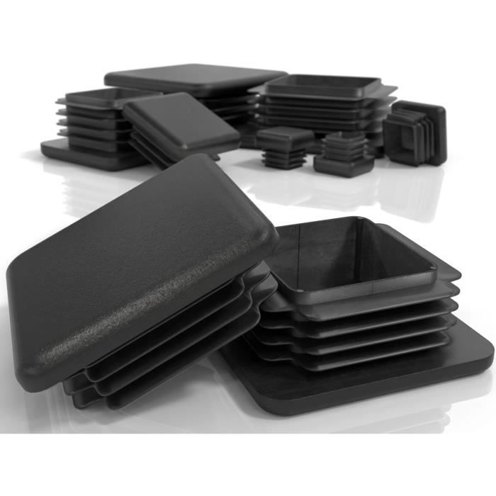 GleitGut 4 x embouts tube 50 x 30 mm bouchon pour tube rectangulaire noir