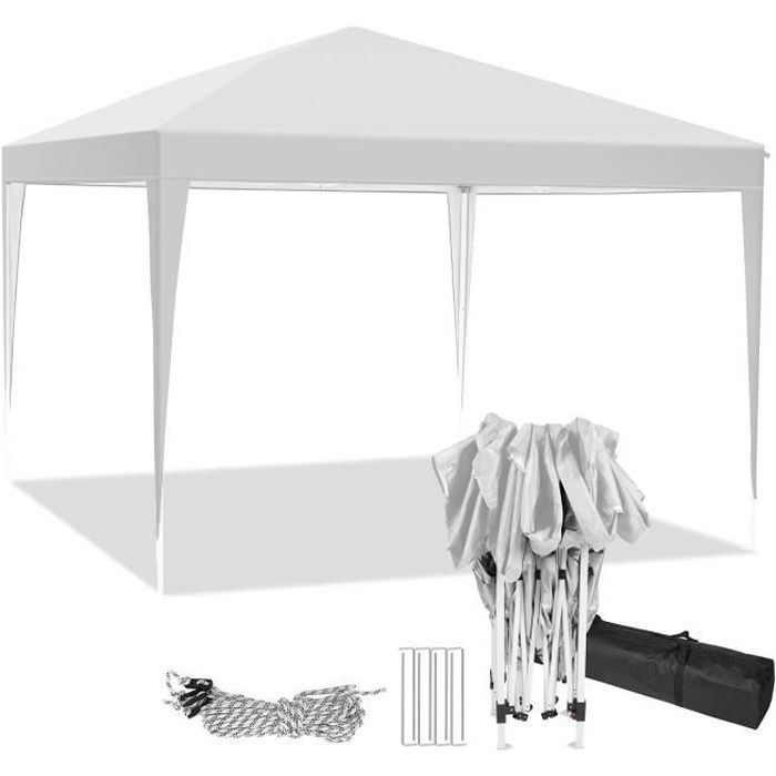 Tonnelle pliant imperméable de jardin, Tente de reception 3 x 3m, Tonnelle - barnum, Chapiteau, Pavillon - Blanc