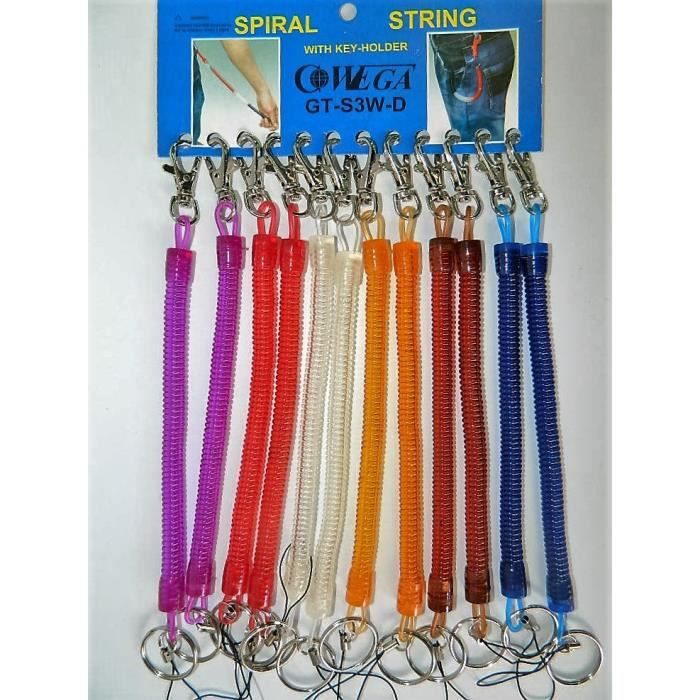 Lot De 10 Porte-clés Rétractables En Spirale - Longueur 99 Cm - Mousqueton Robuste - Anti-perte, Pour Clés, Badges, Outils