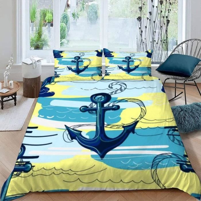 Housse De Couette Ancre Enfant Ado Fille 3D Motif Abstrait Parure de