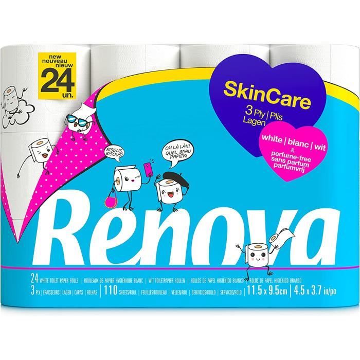 RENOVA SkinCare Papier hygiénique 3 plis blancs, 24 rouleaux[8] - Cdiscount  Au quotidien