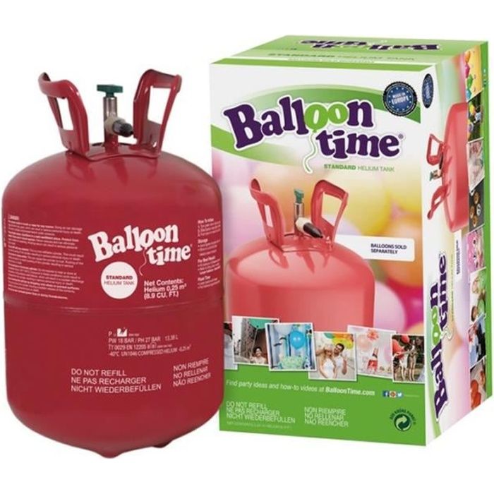 Ballon Time Bonbonne d'hélium pour ballons avec 30 ballons inclus