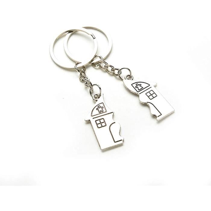 Sdhgerh Lot de 2 porte-clés de bienvenue à la maison - En acier inoxydable - Porte-clés de voiture - Avec maison et motif cœur - 12,5 x 5 cm, Couleurs en acier Sdhgerh Lot de 2 porte-clés de bienvenue à la maison - En acier inoxydable - Porte-clés de voiture - Avec maison et motif cœur - 12,5 x 5 cm, Couleurs en acier