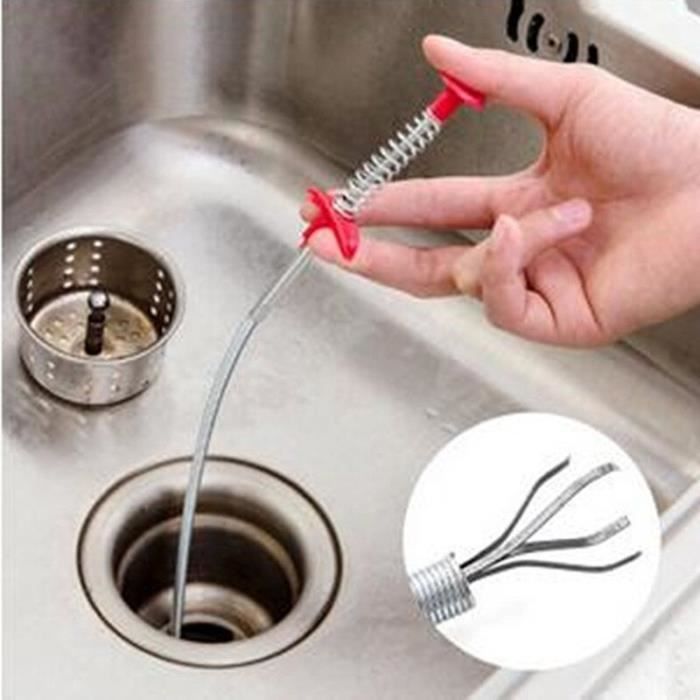 Crochet de nettoyage d'évier de cuisine, outil de dragage de tuyau à  ressort pour enlever les poils, outil d Transparent -JO1200 - Cdiscount  Bricolage