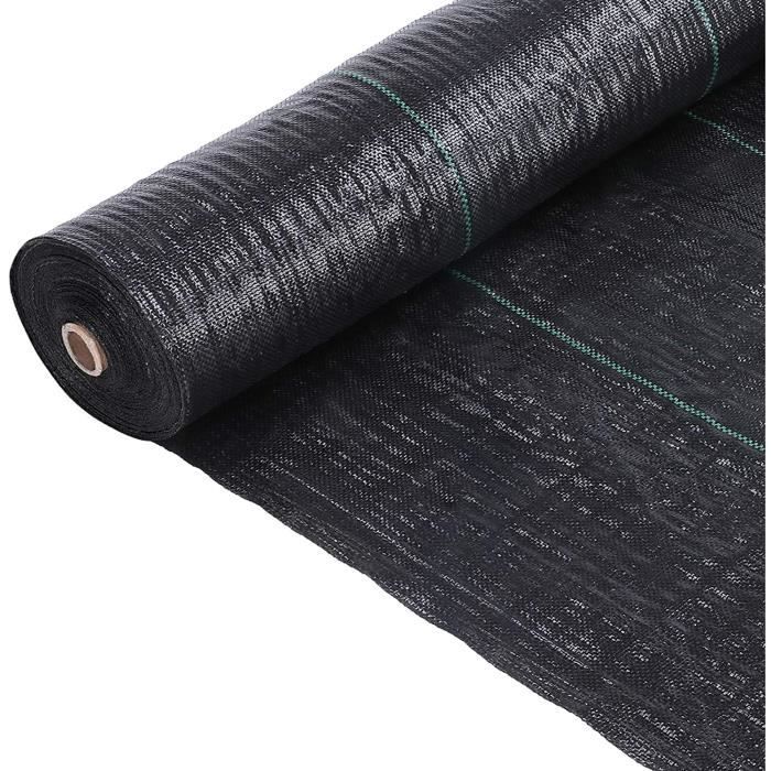 Toile Anti-Mauvaises Herbes 100m² - Noir, Perméable, 50g/m², Pour Jardin