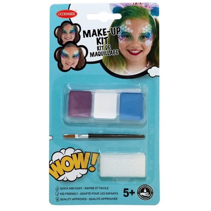 Kit maquillage sirène avec pinceau et éponge fille