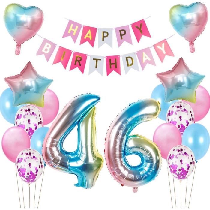 Décoration Anniversaire Arc-en-Ciel Avec Ballons Chiffre (1 à 5 Ans) Et Inserts à Gâteau - Kit Fête Pour Filles, Enfants