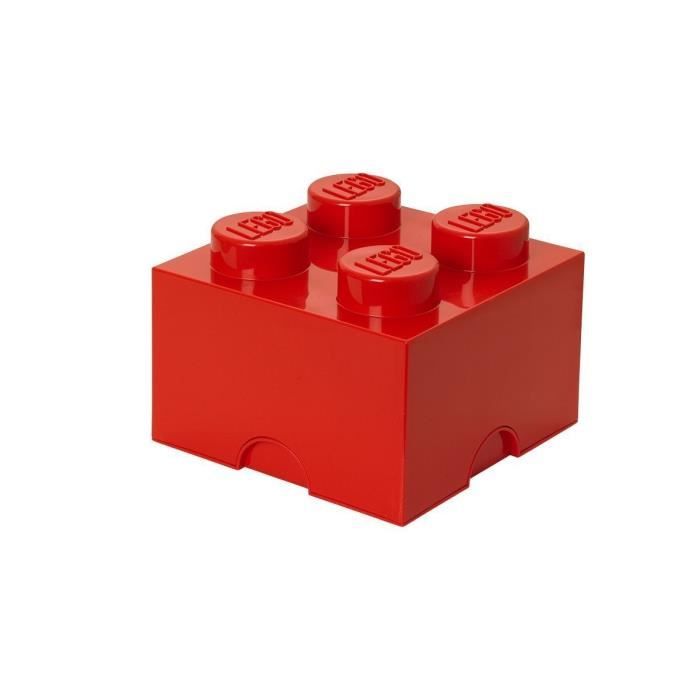 LEGO BOITE DE RANGEMENT 4 PLOTS ROUGE - BRIQUE DE RANGEMENT LEGO