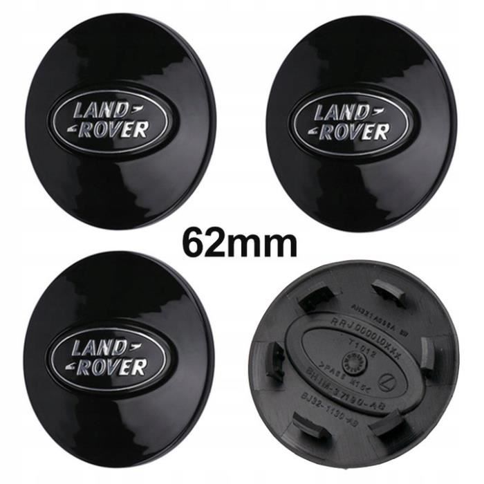 4 x Caches Moyeu Centre Roue 62mm Land Rover Full Noir Logo Enjoliveur