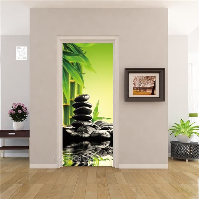 Autocollant De Porte 3D Effet Bois Vintage - PVC Auto-adhésif Imperméable - Dimensions 40x200 Cm (lot De 2)