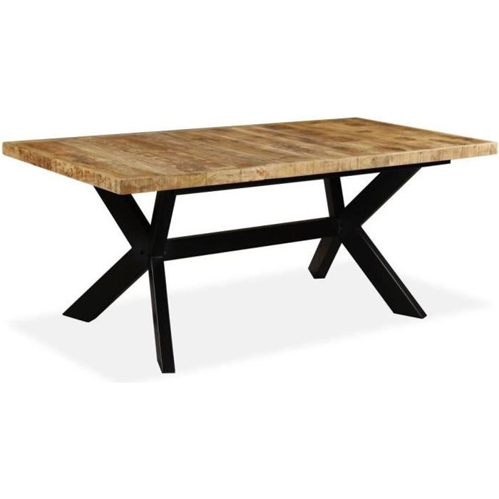 Table De Salle A Manger Bois De Manguier Solide Et Acier 180 Cm Achat Vente Table A Manger Seule Table De Salle A Manger Bois Cdiscount