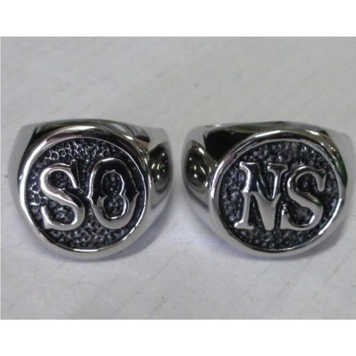 2 chevalieres sons of anarchy inox ronde soa biker homme