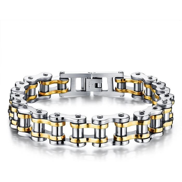 bracelet pour homme, bracelet en acier inoxydable bracelet chaîne de vélo en acier titane personnalité homme chaîne moto garço[149]