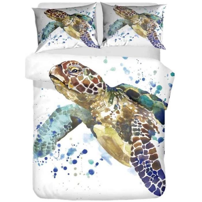 Housse De Couette Dauphin 140X200 Enfant Ado Fille 3D Océan Parure De Lit 1 Personne Microfibre