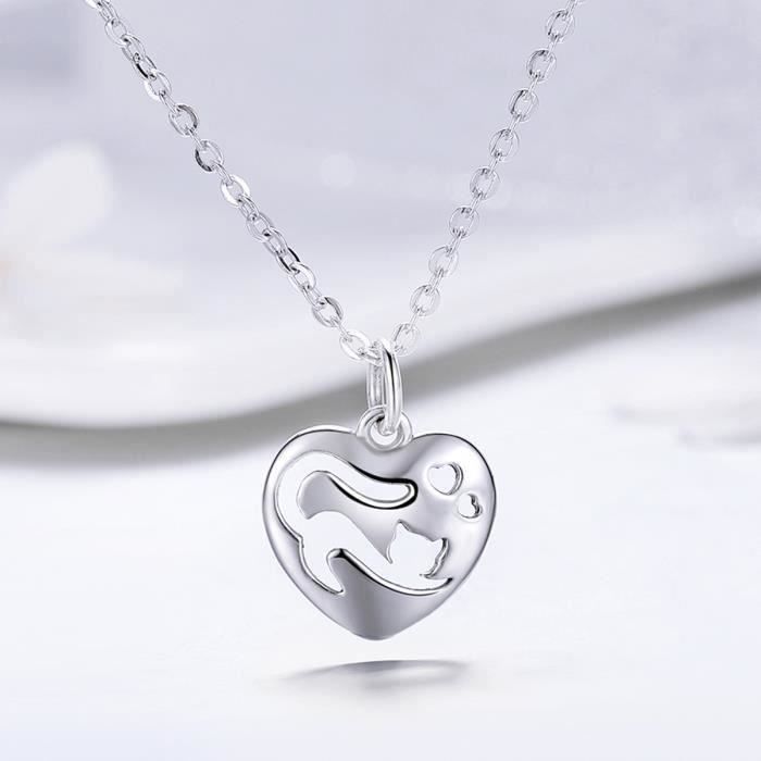 Bo Chat Collier Femme Argent 925 Etoiles Et Lune Pendentif En Forme De Cœur Collier Femme Bijoux Cadeaux D Anniversaire Scn280 Achat Vente Sautoir Et Collier Bo Chat Collier Femme Argent