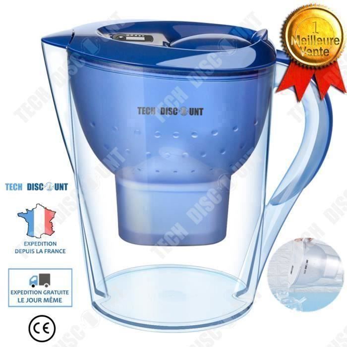 Carafe filtrante verre eau fraîche saine filtre durable purificateur bleu  pratique santé boire design ergonomique couvercle - Cdiscount Electroménager