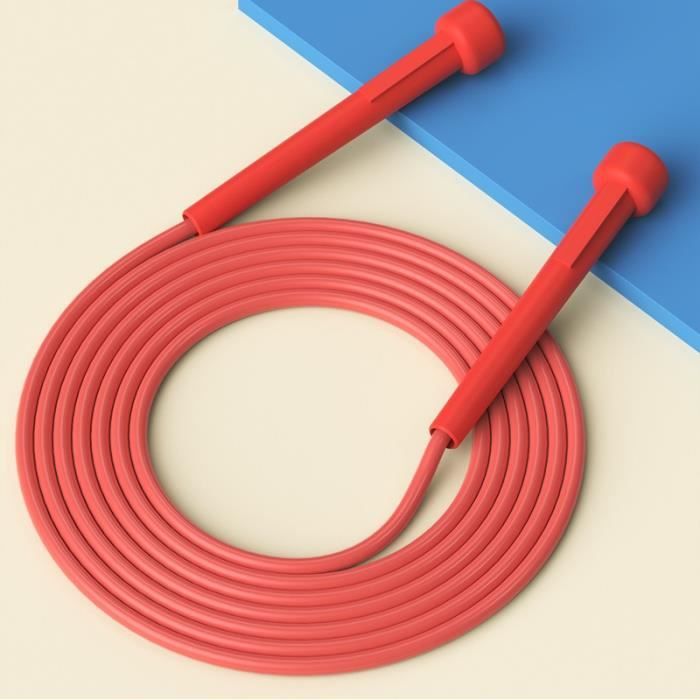 Corde à Sauter PVC Rouge – Longueur 3 M, Réglable, Poignées Confortables