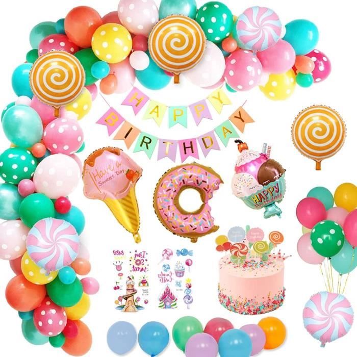 Decoration Anniversaire Enfant Fille Kit Anniversaire Fille Avec Banniere Happy Bithday Decoration Glacee Bonbons Ballons Annivers Cdiscount Maison