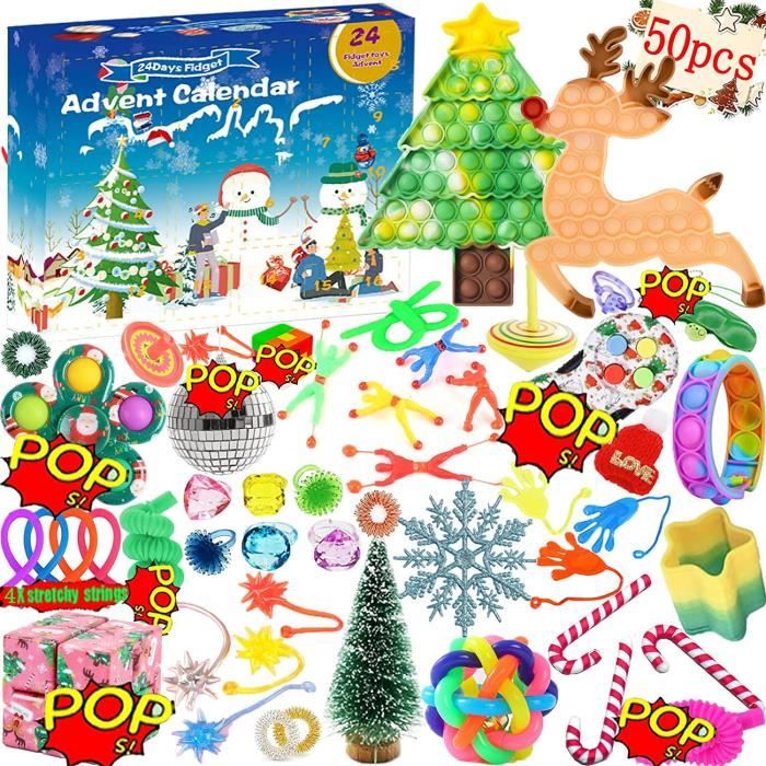 Calendrier de l'Avent Fidget Calendrier de l'Avent 2022 24DAYS Christmas Countdown Calendar Fidget Packs with Pop-On-It Fidget Toys Surprise Gifts For Party Favo Advent Calendar 2022 