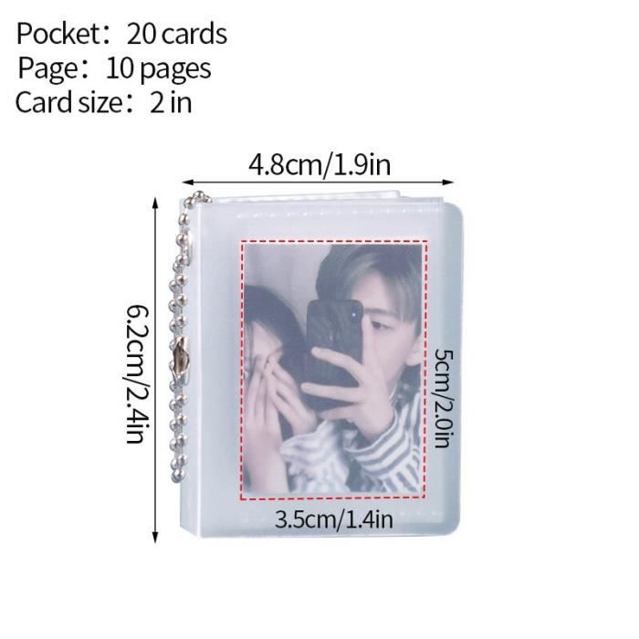 2in (20 poches) - Album Photo Transparent givré, petit porte cartes,  collection De nom'album avec porte clés