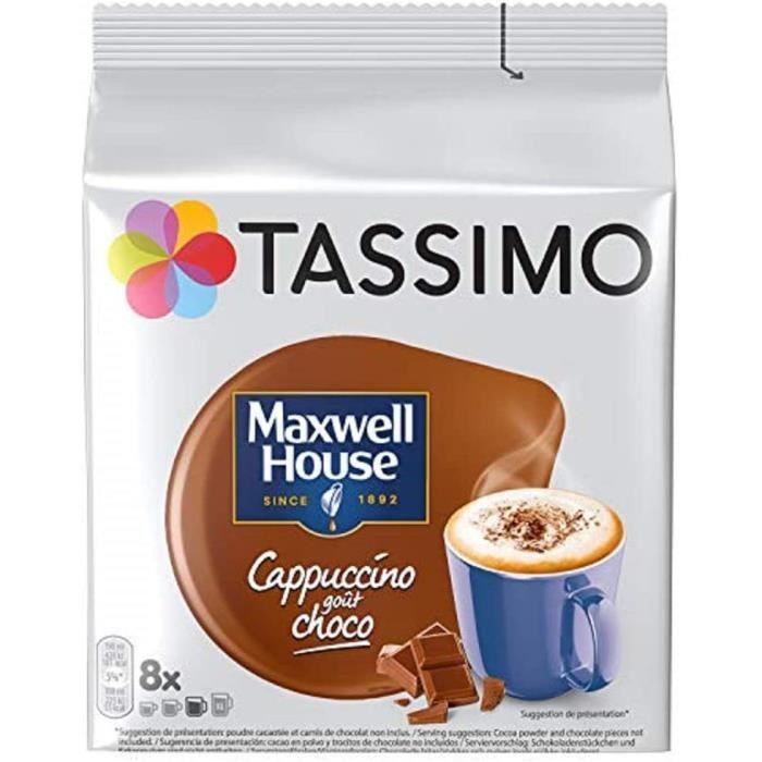Tassimo Café Dosettes - 40 boissons Maxwell House Cappuccino goût choco (lot  de 5 x 8 boissons) - Cdiscount Au quotidien