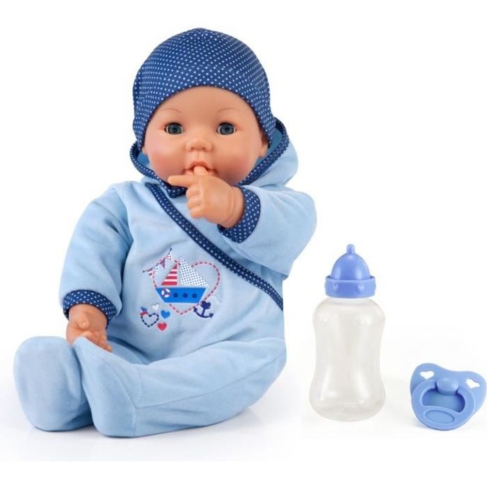 Poupée Hello Baby Garçon avec Fonction - BAYER DESIGN - 46 cm - Bleu - A partir de 10 mois