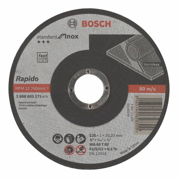 Disque à tronçonner BOSCH Standard Inox Rapido 125X1 MM - Disque - BOSCH - Standard Inox Rapido - 125X1 MM