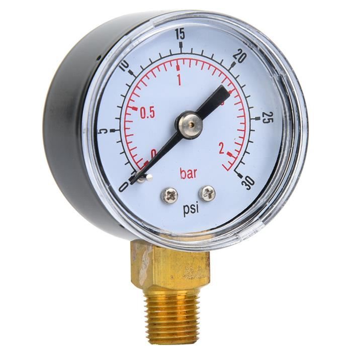 Manomètre Mécanique 0-15 PSI / 0-1 Bar - Connexion 1/8" BSPT Basse Pour Fluides