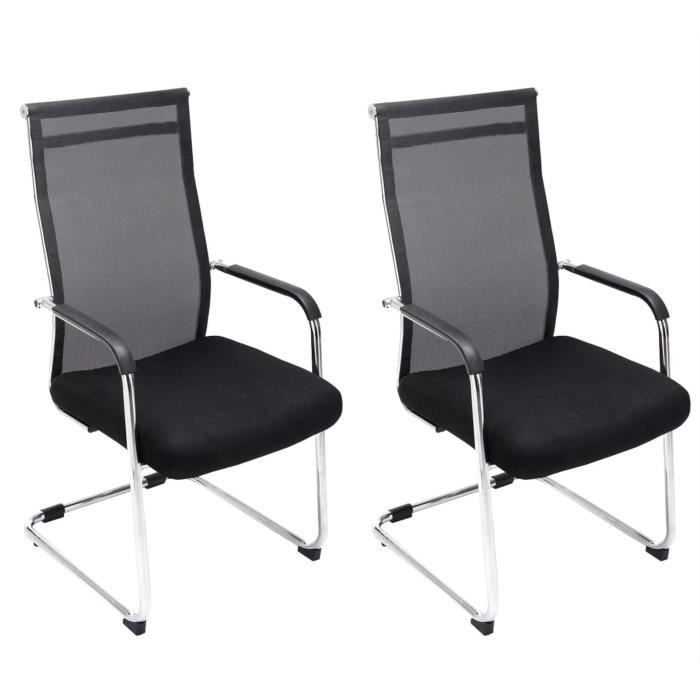 3 Chaises Oscillantes Melina - Similicuir Noir - Accoudoirs - Pied Luge Métal - Bureau, Salle D'attente