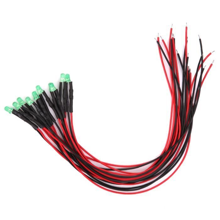 90 Diodes LED 5mm Pré-câblées 12V - 6 Couleurs (blanc, Rouge, Jaune, Vert, Bleu, Orange) - 4